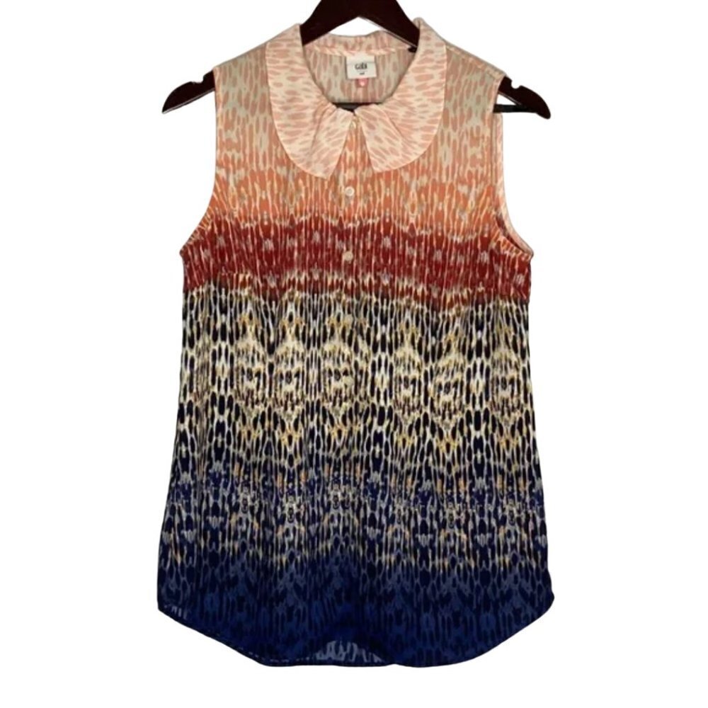 Cabi Ruffle Collar Multicolored Button Down Blouse - image 1